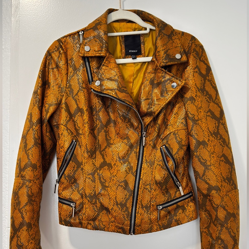 Studio F Snake Print Leather Jacket